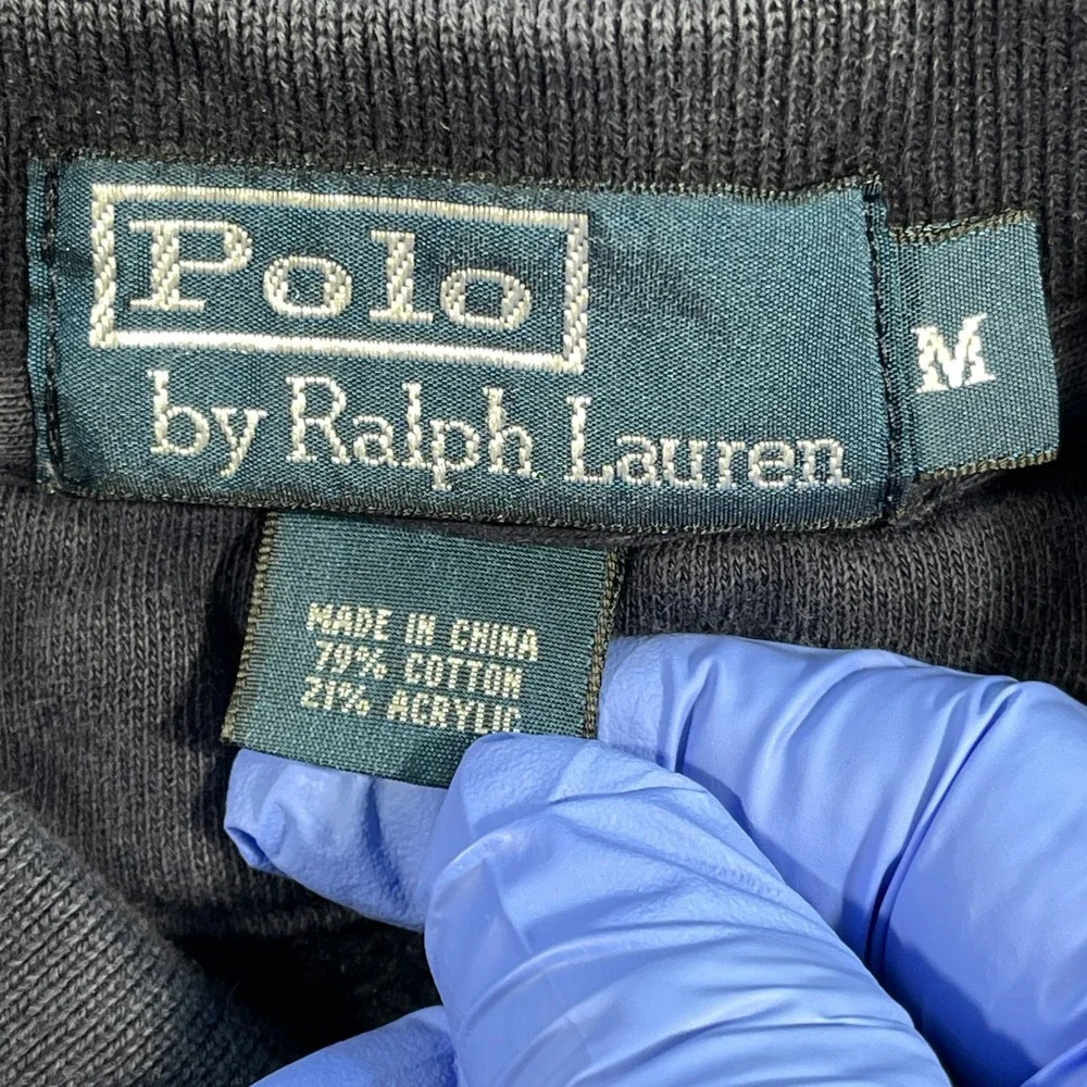 Polo Ralph Lauren Sweatshirt Men M Navy Blue‎ Long Sleeve Fleece Polo Pony Logo